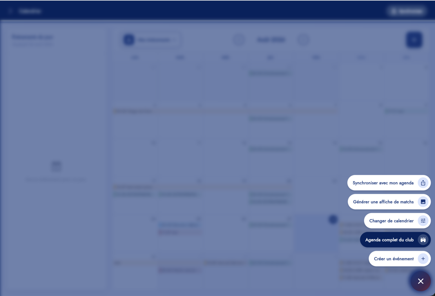 Menu Actions déplié sur ordinateur