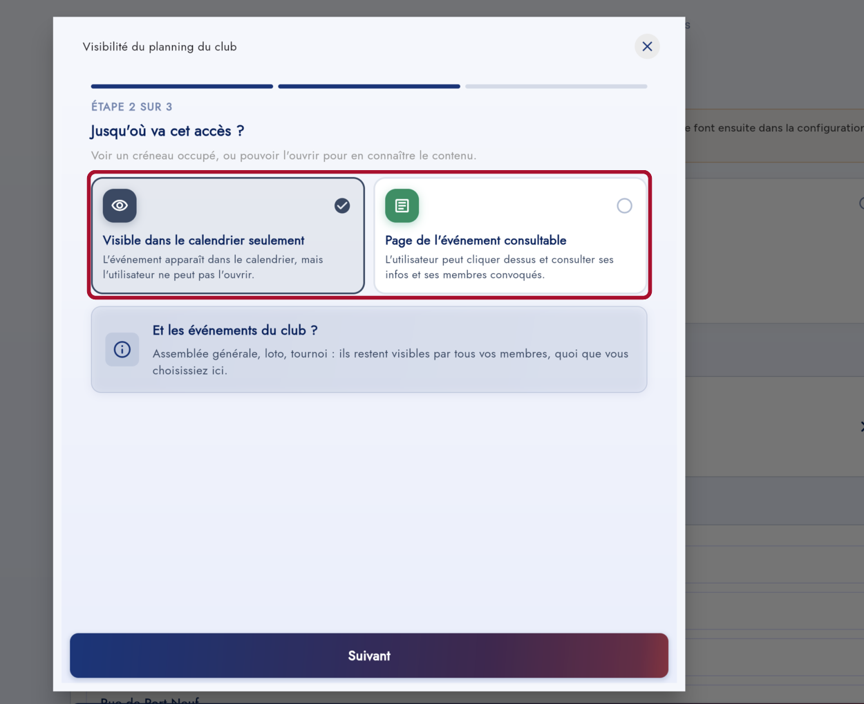 Étape 2 de l'assistant : jusqu'où va cet accès